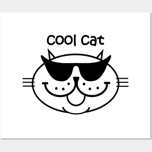 Cool Cat 2 - Black Outline Posters and Art